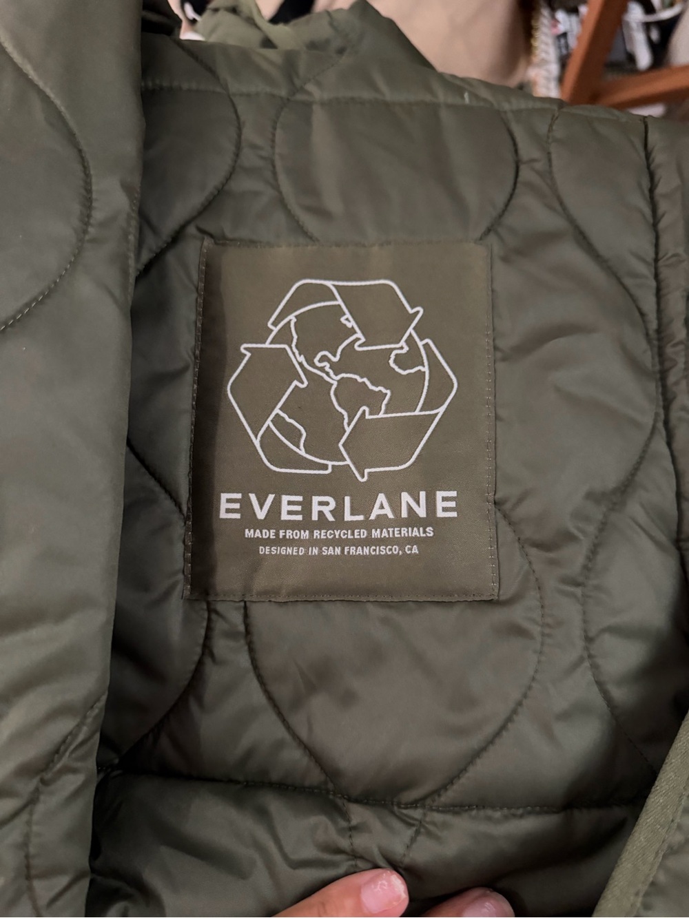 Everlane The Long Quilted Liner Coat in Kalamata Green XL - Picture 10 of 14